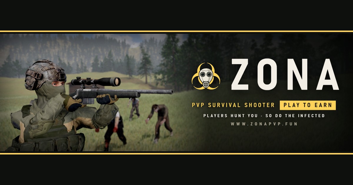 The game's banner: a survivor, the infected, and the gas-mask mark