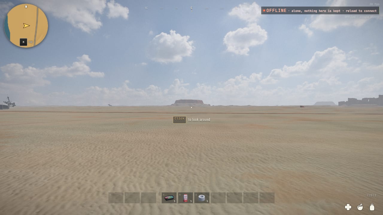 A fresh start on the sand of the west beach, looking east over the desert to the town on the horizon
