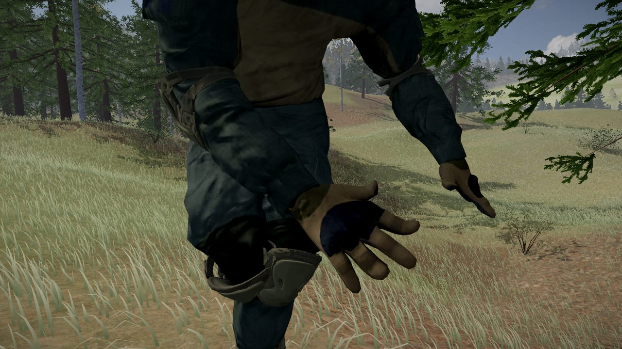 Close on a dancing survivor's gloved hands, the fingers open and curved as a hand is in a dance