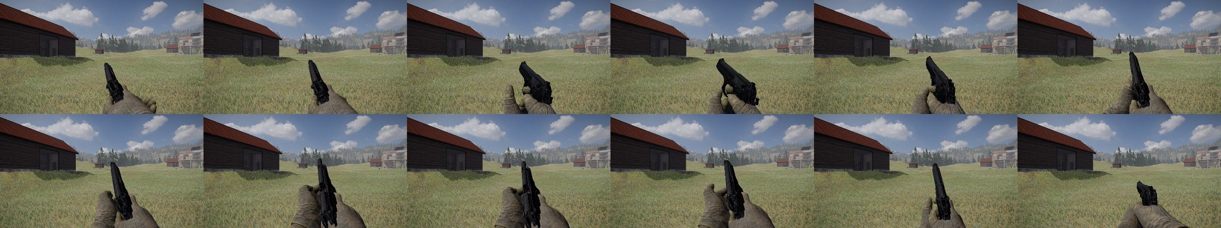 Twelve moments of a pistol being turned over in the hands and looked at from both sides