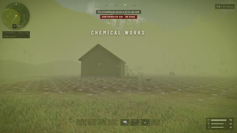 Inside the gas at the Chemical Works, a house standing clear in it