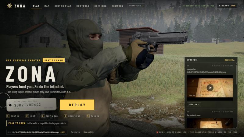 The Desert Eagle held in both fists on the main menu